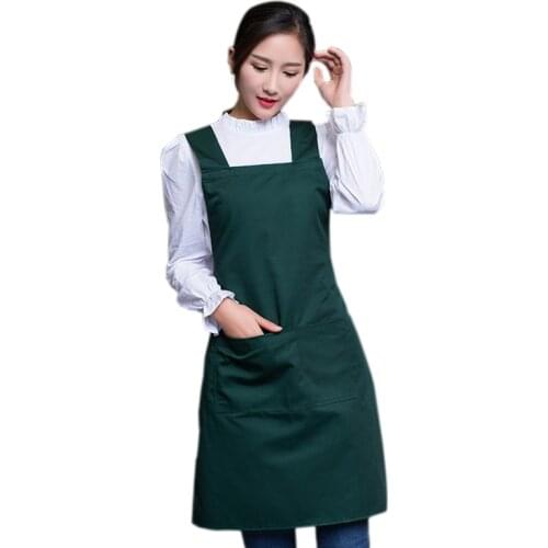 Women Supermarket Waiter Aprons With Pockets Restaurant Kitchen Cooking Nail Shop Art Work Apron Design logo Customize