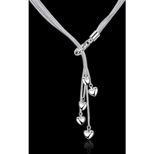 Hot sale 925 Sterling Silver Necklace for women fine Jewelry 18 inch Wild charm five heart fashion wedding party Christmas gifts
