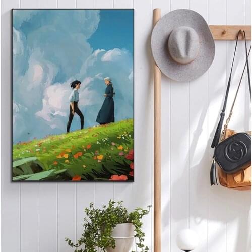 Howls Moving Castle Canvas Painting Posterand Prints Wall Art Anime Flower Modular Pictures for Living Room Home Decor Cuadros