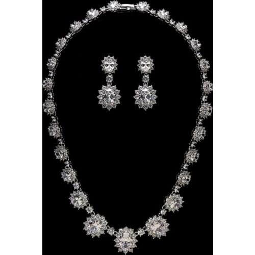 Copper rhodium Mona Lisa CZ jewelry set (necklace earrings)