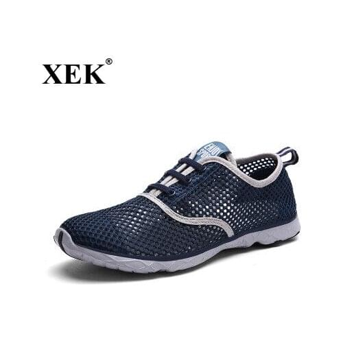 XEK 2018 New Breathable Men Running Shoes Comfortable Soft Walking Shoes Women Lightweight Outdoor Travel Sneaker Big Size JH149