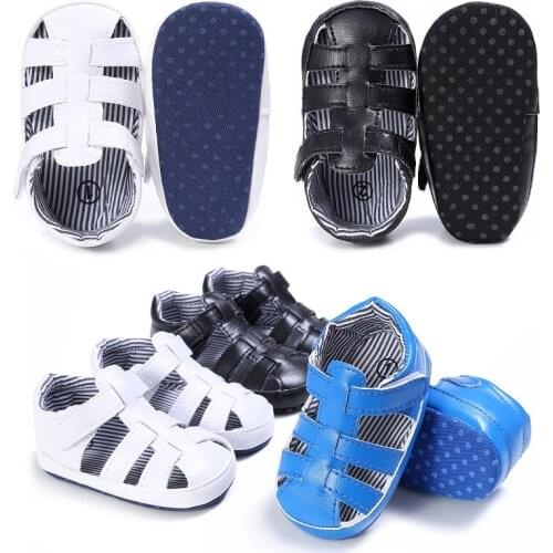 Newborn Boys Kids PU Leather Shoes Summer First Walkers Soft Soled Anti-Slip Solid Handsome Infant Toddler Shoes WONBO
