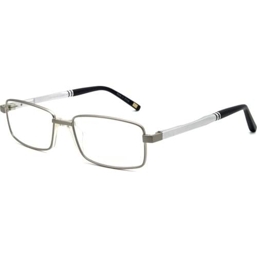 Eyeglasses Eyewear Optical Rectangle Light Aluminium Silver Metal Frames Crystal Lens Business Soft Silicone Nose Pad RM00471