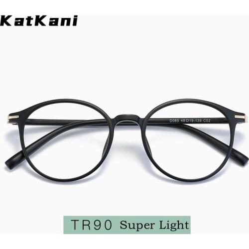 KatKani Mens And Womens Ultra-LightFashion Retro Round Eyeglasses Frame Myopia/Hyperopia/Astigmatism Prescription Glasses D085