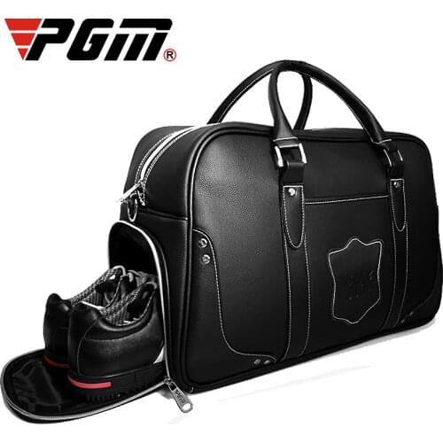 PGM Black Golf Clothing Bag mens motion portable bag Built-in shoes bag Large Capacity Leather YWB021