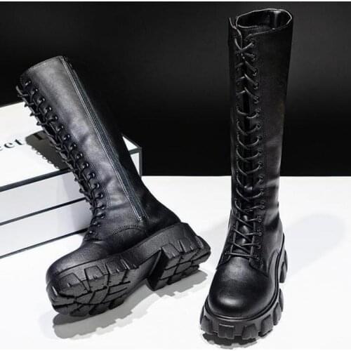 Sexy High Boots Knee-high Pu Boots High Heels For Women Fashion Shoes 2021 Spring Autumn Booties Female Plus Size 35-43