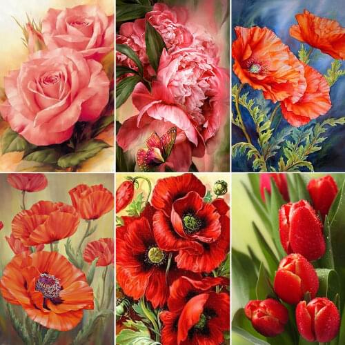 Full Drill Square Diamond Embroidery Mosaic Flowers Rose Picture Rhinestones 5D DIY Diamond Painting Cross Stitch Kit Home Decor