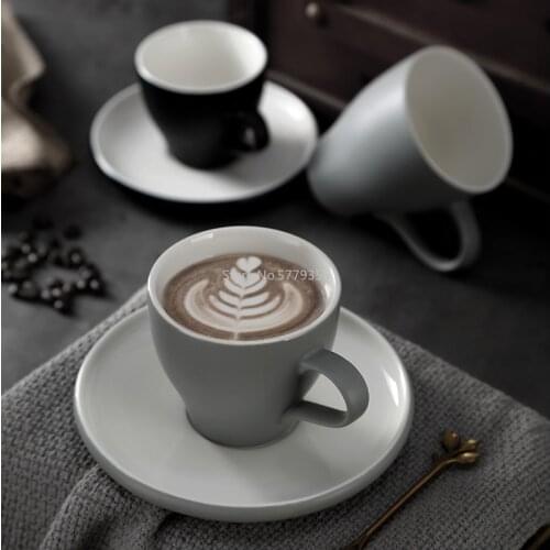 Simple Nordic Style Retro Light Luxury Frosted Coffee Cup Ceramic Cup Ceramic Texture Ceramic Coffee Cup Saucer Set