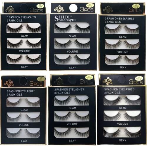 SHIDISHANGPIN 3 pairs 27 styles 3D Faux Mink Hair Soft False Eyelashes Fluffy Wispy Thick Fake Lash Handmade Eyelash Eye Makeup