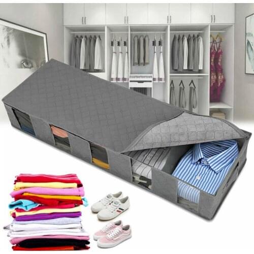 Large Capacity Foldable Under Bed Storage Bags Dustproof Folding Clothes Bags Non-woven Fabric Quilt Blanket Shoes Organizer Box