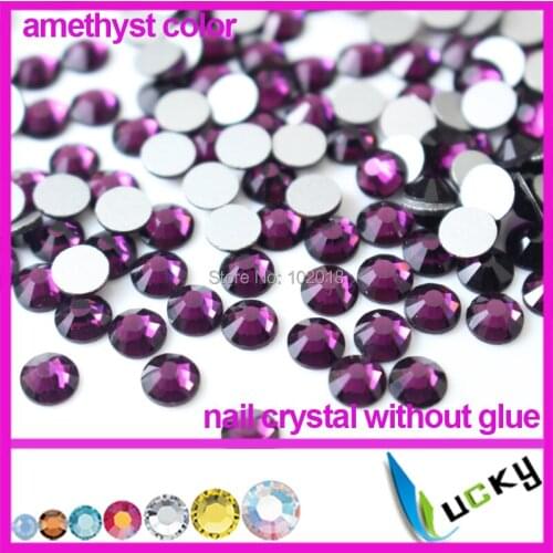 Top Quality Amethyst color flat back non hotfix rhinestones for nail ss3 ss4 ss5 ss6 ss8 ss10 ss12 ss16 ss20 ss30 ss34 crystal