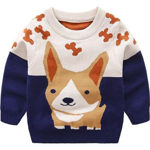 Boys sweater childrens double cotton thread cartoon dog sweater