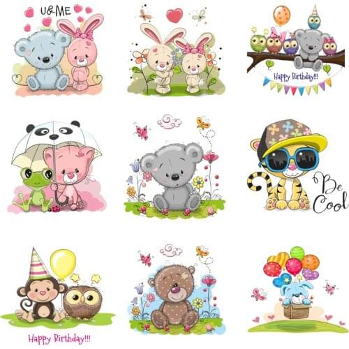 Iron-on Transfers for Clothing Patches for Clothes Bear Stickers Diy Cute Patch Flex Fusible Transfer Vinyl Adhesive Stripe A