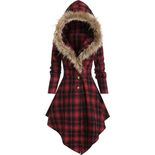 Hooded Female Hoodies Thick Hooded Plaid Winter Casual Women Hoodies Sweatshirts Women Long Sleeve Asymmetric Tops Pullovers