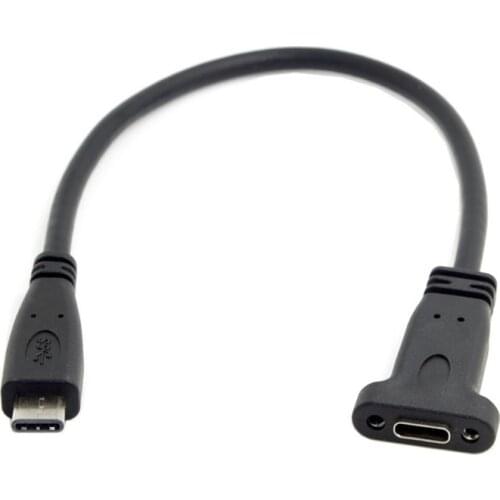 USB 3.1 Type-C USB C Male to Female Extension Data Cable with Panel Mount Screw Hole 20cm
