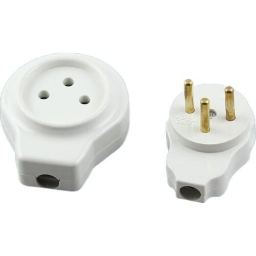 Depoguye Israel cable plug, white 16A standard Israel assembly cylinder male and female butt-on three-pole power plug