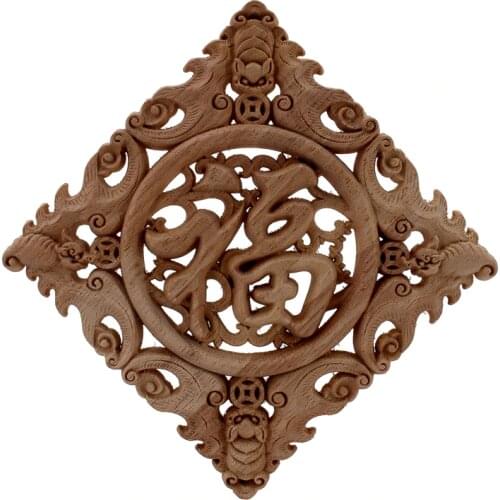 VZLX Creative Wood Carving European Floral Pattern Patch Furniture Door Flower Background Wall Cupboard Decoration Ornaments