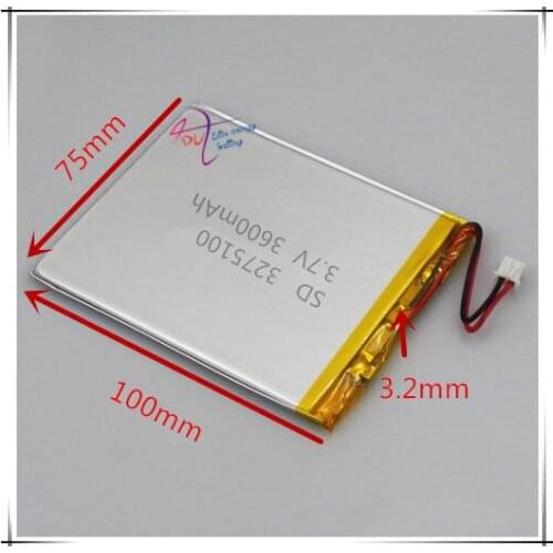 XHR-2P 2.54 3275100 3.7V 3600mAh lithium polymer battery 3075100 3575100