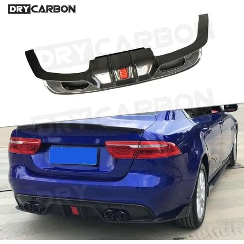 Carbon Fiber Rear Lip Spoiler Diffuser With LED Light Fits for Jaguar XE 2015 2016 2017 2018 Bumper