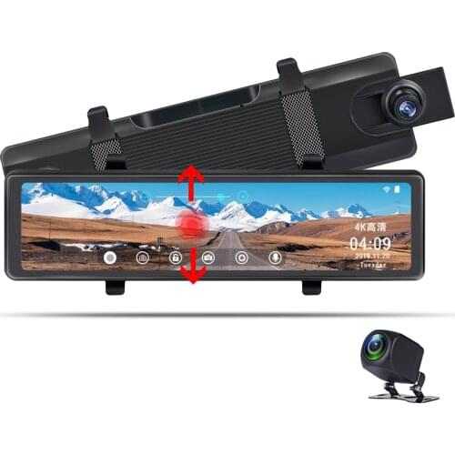 4K 12-inch rearview mirror driving recorder ultra-high-definition low-light night vision reversing image touch screen with WIFI