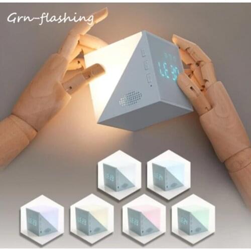 Sound Voice Control Clock 7Color LED Night Light USB Recharge Kids Alarm Clock Touch Switch Wake Up Clock for Childrens Bedroom