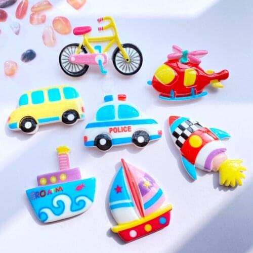 10Pcs Mixed Resin Traffic Series Flatback Cabochon Scrapbooking For Embellishments Kawaii Diy Accessories