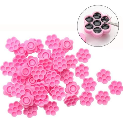 100pcs False Eyelash Blossom Cups Eyelash Extension Glue Holder Planting Grafting Rapid Bloom Sun Flower Fan Lash Makeup Tool