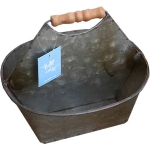 2 equal compartment retro garden galvanized metal planter shabby chic