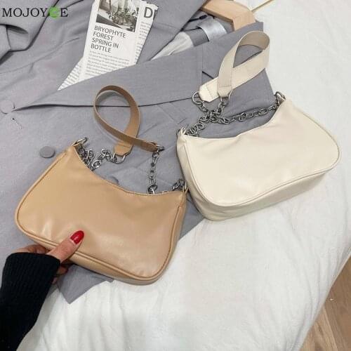2021 Casual Women Vintage Crossbody Bags Totes Women Solid Color PU Chain Shoulder Underarm Shoulder Hobos Bag