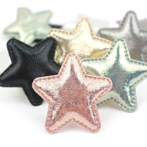 30Pcs 4.8cm Shiny PU Leather Star Shape Padded Appliques For DIY Hairpin Headwear Gifts Crafts Decoration Clothing Accessories