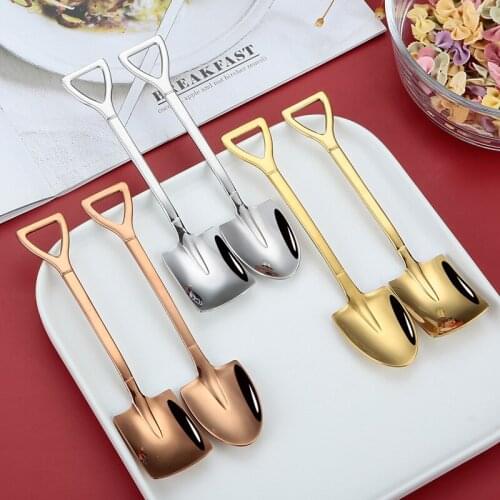 304 creative retro shovel coffee spoon stainless steel dessert spoon watermelon spoon ice cream spoon tip shovel flat shovel