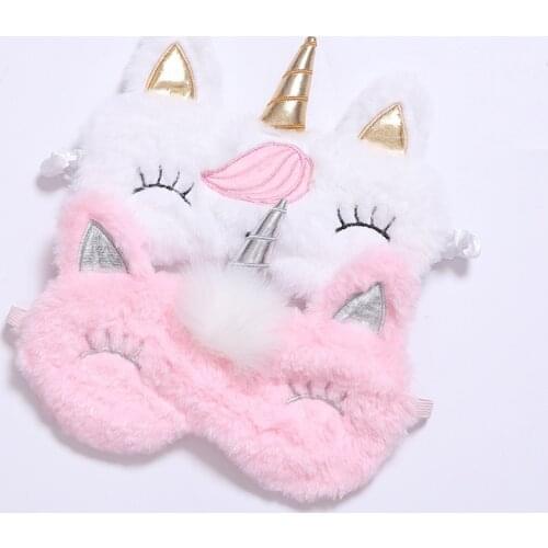 3D Cartoon Unicorn Eyeshade Relax Mask Kawaii Soft Toy Eye Mask Sleeping Mask Plush Eye Shade Cover For Travel Hot sale