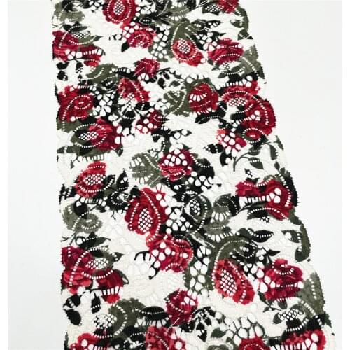 3y/Lot Width7 1/2 Inch (19)White Printed Floral Elastic Stretch Lace Trim Sewing Craft DIY Apparel Fabric Sleeve Garment Accesso
