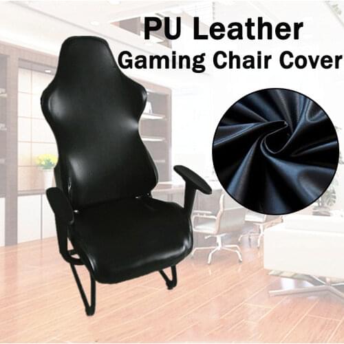 4pcs/set Elastic Chair Armrest Pads+Chair Cover PU Leather Computer Chair Covers For Office Slipcover For Gaming Armchair