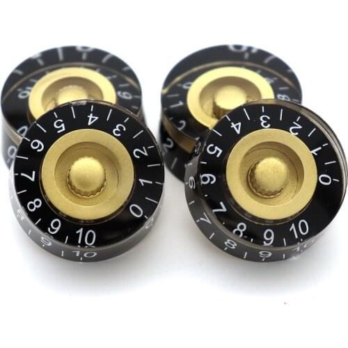 4 Pcs Guitar Speed Dial Knobs Volume Tone Control Knobs for EPI LP Guitar Bass Black w/Gold