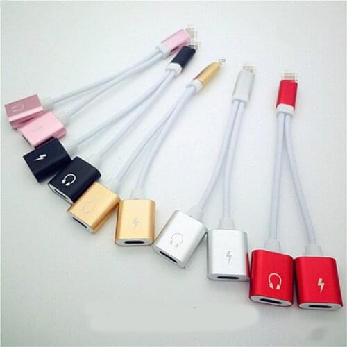 2 in 1 Dual Lighting Jack Adapter Audio Charging Splitter Cable Earphone Headphones Converter For iOS