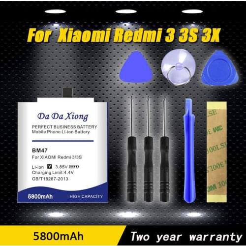 100% Original 5500mAh BM47 Phone Battery for Xiaomi Redmi 4X Battery 3S 3 Prime Pro Red Rice Hongmi Redmi 3X Phone Battery