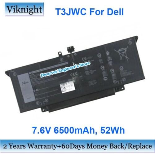 7.6V 6500mAh T3JWC Laptop Battery For Dell 7CXN6 HRGYV XMT81 JHT2H 52Wh