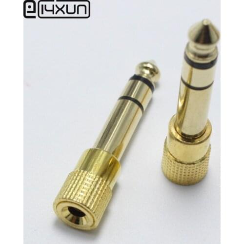New 2pcs Gold plated 6.35mm 1/4"Male plug to 3.5mm 1/8"Female Jack Stereo Headphone Audio Adapter 6.35 to 3.5 converter