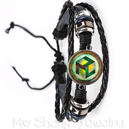 Sacred Geometry Antahkarana Symbol Bracelet Adjustable Leather Bangle For Wome Men Chakra Meditation Fashion Jewelry Gift