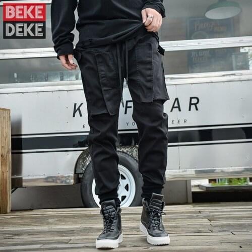 Gothic Big Pocket Cargo Pants Men Harajuku Hip Hop Streetwear Joggers Man Slim Fit Elastic Waist Sweatpants Tactical Trousers