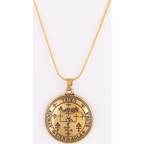 Snake Chain Archangel URIEL Angelic AGLA Religions Amulet Talisman Antique Gold Zinc Alloy Provide Dropshipping