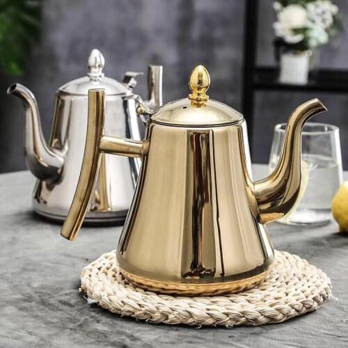 Stainless Steel Kettle 304 Teapot Flower Teapot Restaurant With Strainer Commercial Hotel Restaurant Tea Kettle Kitchen Teaware