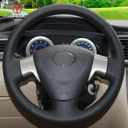 LQTENLEO Black Artificial Leather Car Steering Wheel Cover for Toyota Corolla 2006-2013 Matrix 2009-2010 Auris 2007-2009