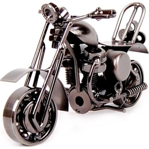 Childrens Metal Crafts Motorcycle Model Diecast Toy Vehicles Classic Retro Iron Art Creative Handmade Home Decoration Ornaments