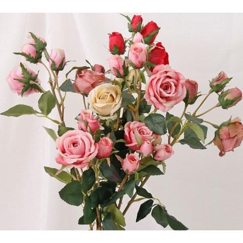 Artificial Flowers Rose Silk Home Wedding Short Indoor Decoration Fake Flower DIY Work Ornaments Touch Silk Valentines Gifts