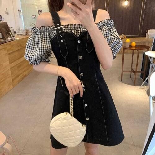 Fake Two-Piece Lace Skirt 2021Spring New Style Dress Elegant Dress Women Plus Size Word Bubble Sleeve Dress Female Party Dress