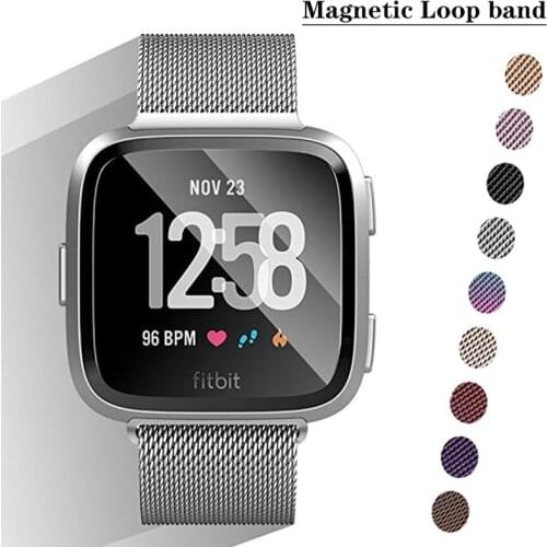 Magnetic Loop band for Fitbit Versa / Versa 2 / versa Lite Strap Stainless Steel Bracelet Wristband metal belt bracelet accessor