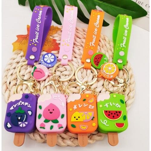 Fashion Cartoon Fruit Keychain Charms Cute Flatback Resin Craft Pendant Keyring Making Handbag Childrens Favorite New Hot Gift