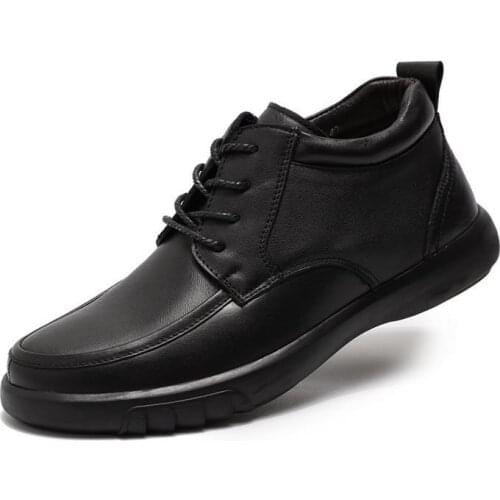 Mens Genuine Leather winter boots Handmade Mens Padded Warm Leisure Shoes Fashion Men Ankle snow boots zapatos hombre